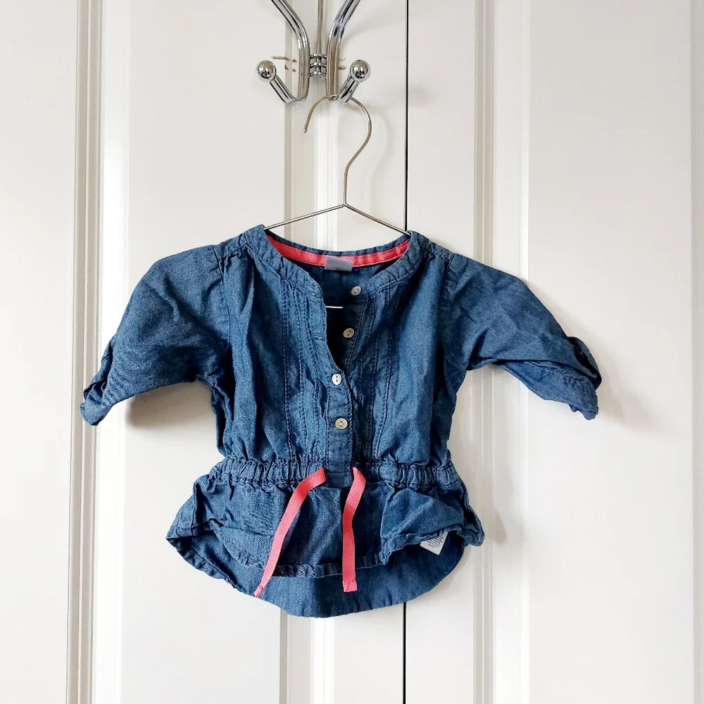 Denim/Chambray Peplum Shirt size 9 months Carters Infant Family‎ Photos